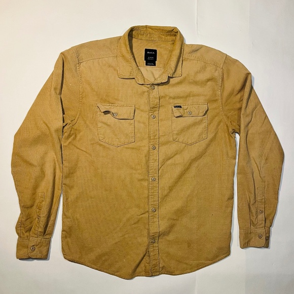 RVCA Corduroy Button Up Long Sleeve Skate Surf Unisex M - Picture 1 of 3
